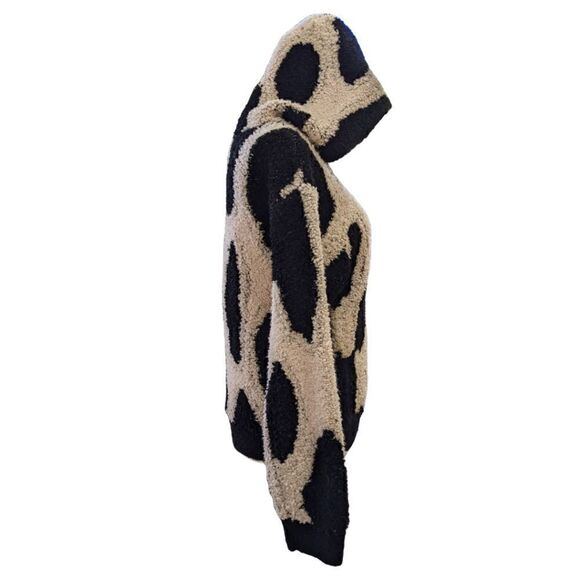 Sandy Liang x Target Cream & Black Leopard Print Sherpa Hooded Sweatshirt XS - Picture 5 of 7
